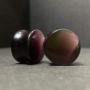 16mm Double Flared Purple Cat&#39;s Eye Plugs