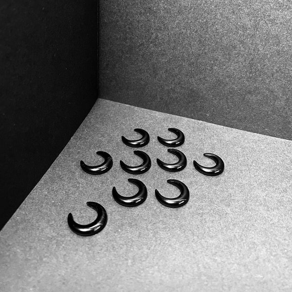 6mm Black Obsidian Crescent Ear Hangers Septum Pinchers