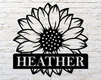 Sunflower Personalized Sign, Sunflower Monogram, Sunflower Name Sign, Sunflower Decor, Flower Art, Sunflower Gift, Mother's Day Gift
