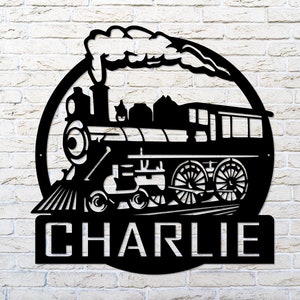 Train Custom Metal Sign, Personalized Train Sign, Train Wall Decor, Custom Metal Name Sign