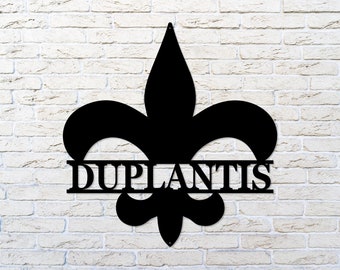 Fleur de Lis Monogram, Personalized Fleur de Lis Sign, Fleur de Lis Name Sign, Custom Metal Decor, Saints Gift, Fleur de Lis Gift