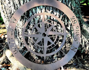 Personalized Metal Compass Rose Sign: Nautical Wall Decor