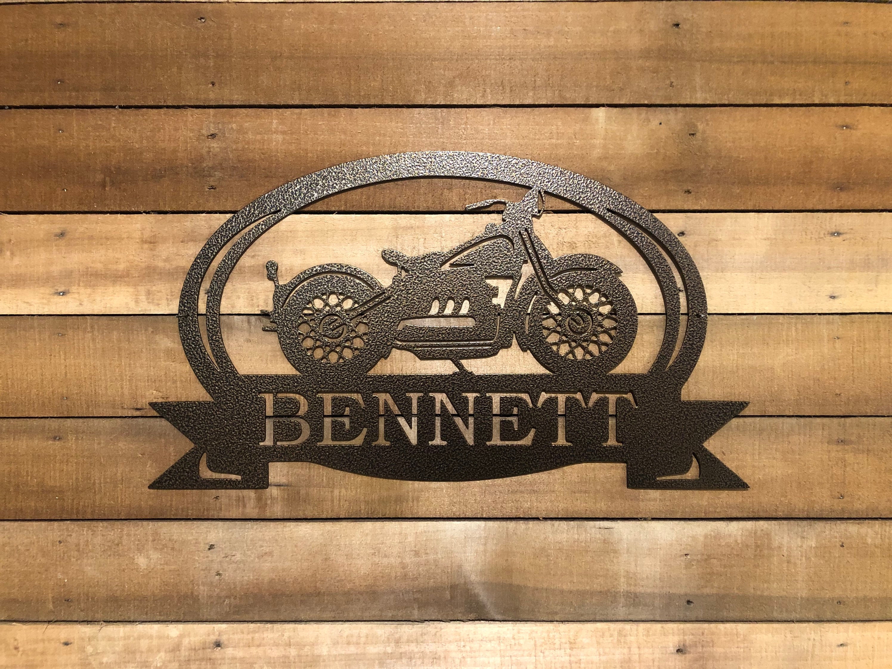 Custom Motorcycle Metal Sign: Personalized Name Wall Art - Etsy