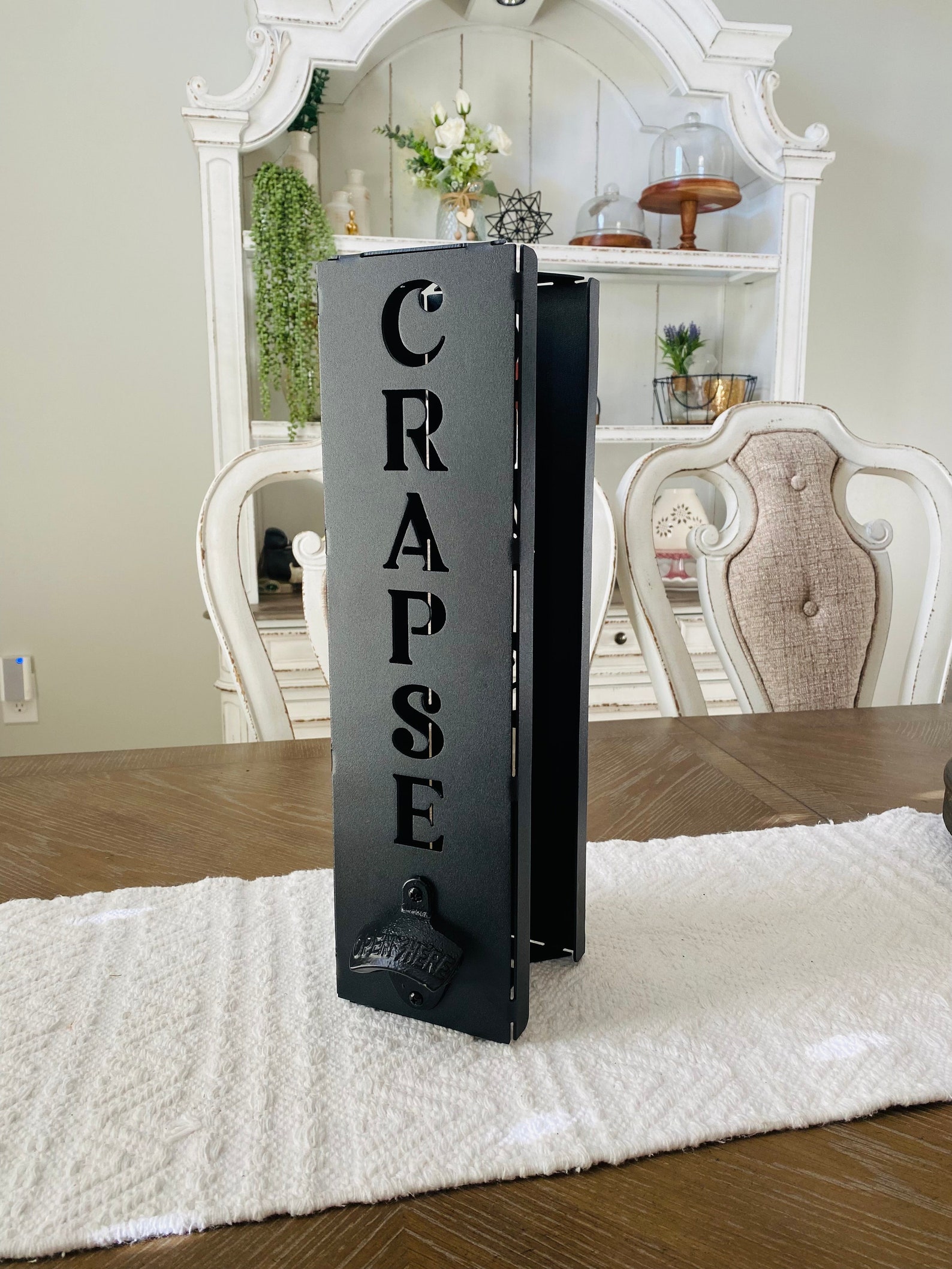 Custom Can Cooler Holder with Bottle Opener, Personalized Cooler Dispenser, Custom Bottle Opener, Man Cave, Stubby Holder, Valentine Gift - Black