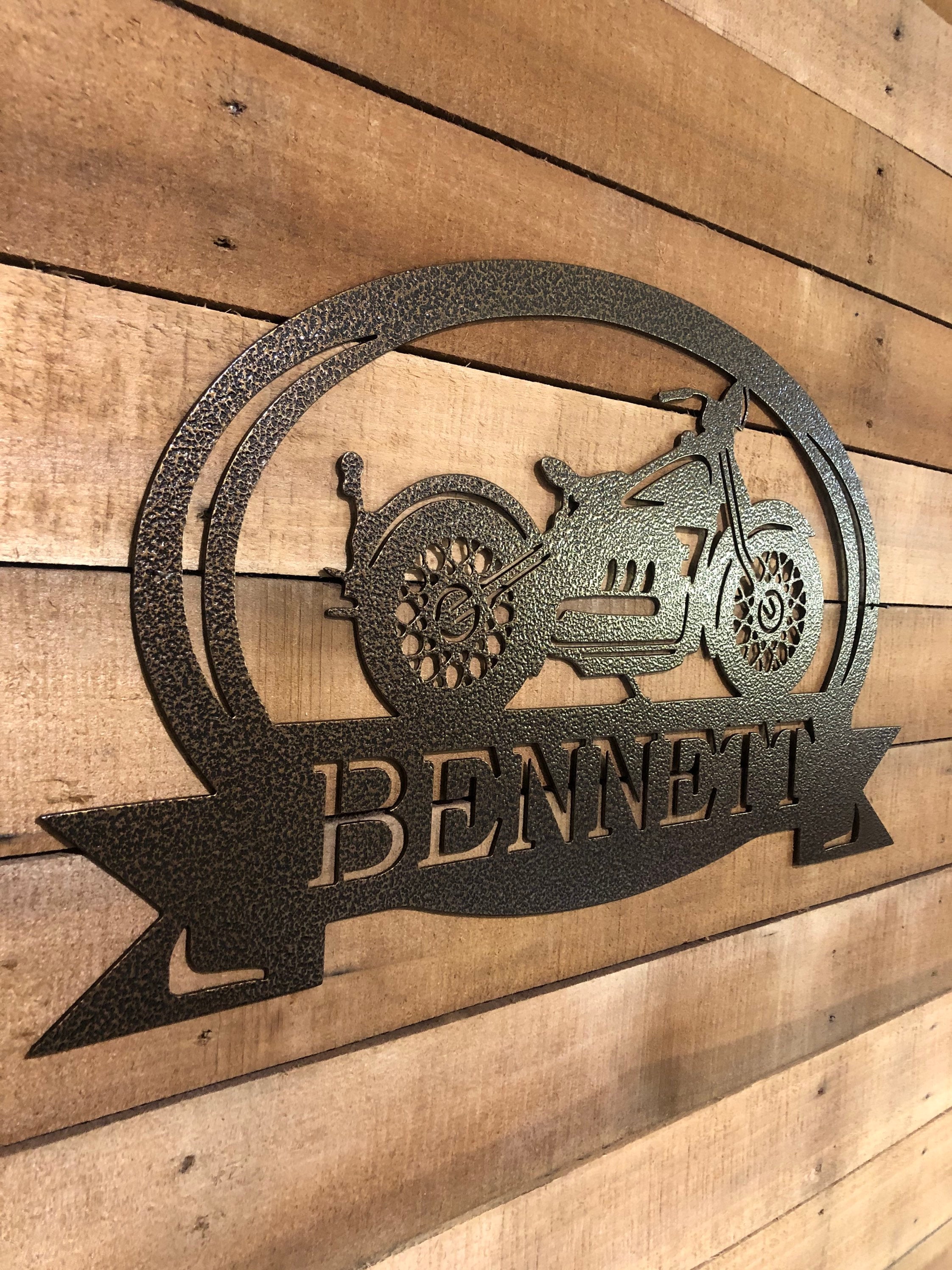 Custom Motorcycle Metal Sign: Personalized Name Wall Art - Etsy
