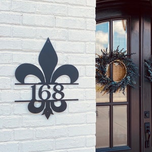 Custom Metal Home Address Sign, Fleur de Lis House Numbers, Metal Home Address Plate, Housewarming Gift, Fancy House Numbers, New Home Gift
