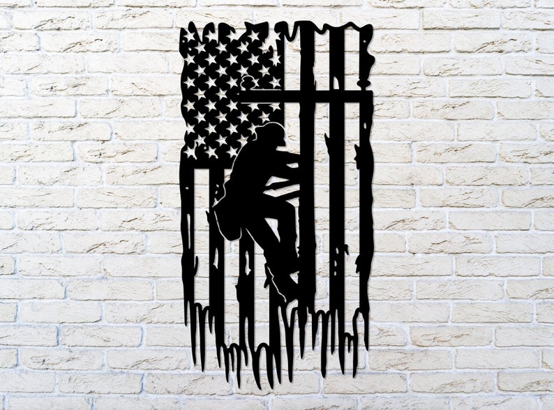Lineman Metal American Flag, Lineman Flag Sign, Lineman Wall Decor, Lineman Gift, Line Man Flag, Line Man Gift, USA Decor, Christmas Gift