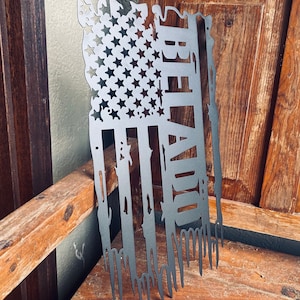Personalized Metal Flag, Tattered Flag Sign, American Flag, Metal Art, Gift for Dad, Father&#39;s Day Gift, Birthday Gift, Dad Husband Gift