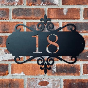Home Address Sign, Fleur de Lis Address Sign, French Style Address, Custom House Numbers, Metal Home Address Plate, Housewarming Gift