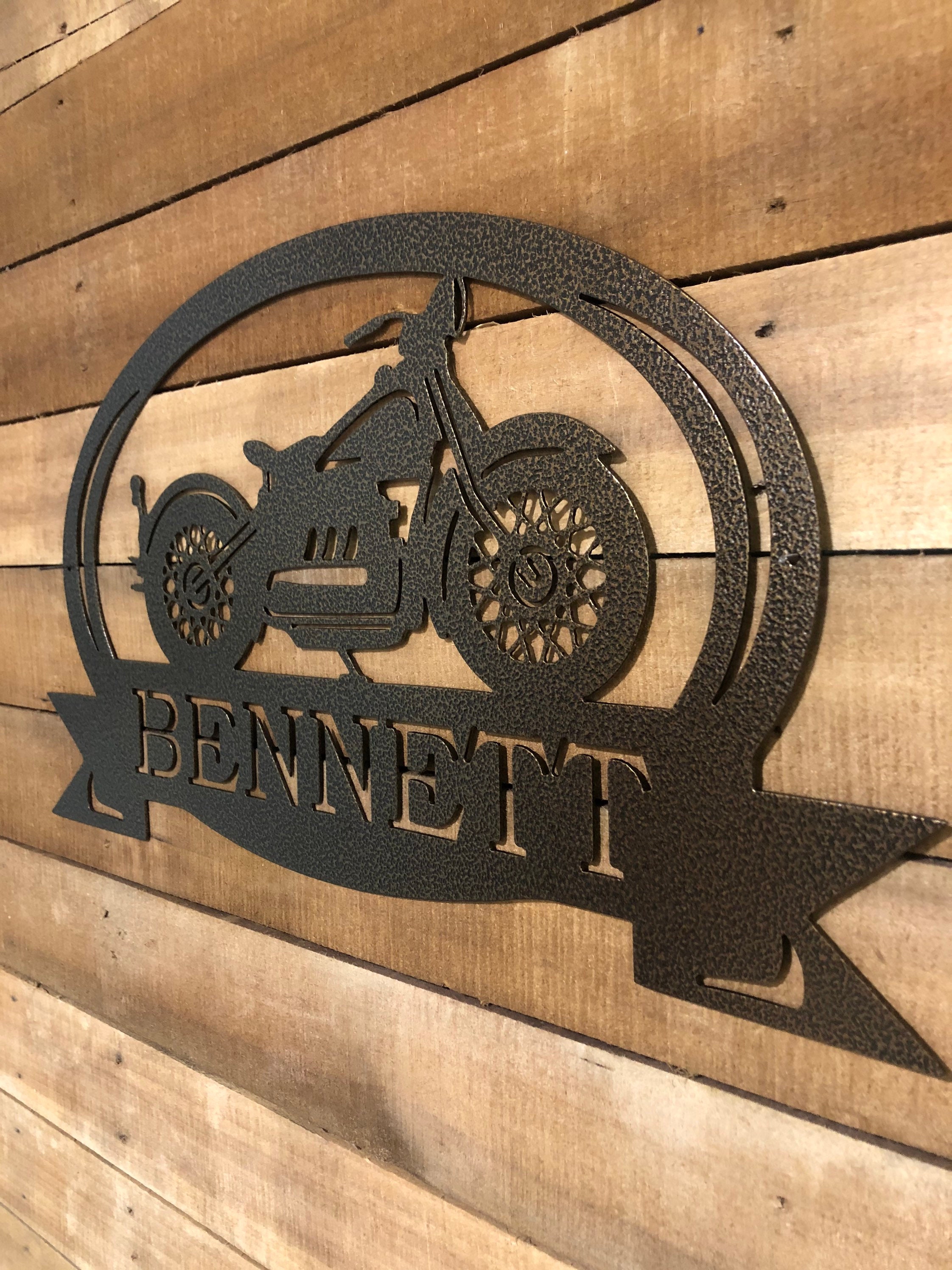 Custom Motorcycle Metal Sign: Personalized Name Wall Art - Etsy