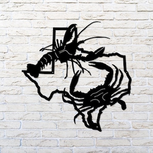 Texas Crab Crawfish Metal Sign