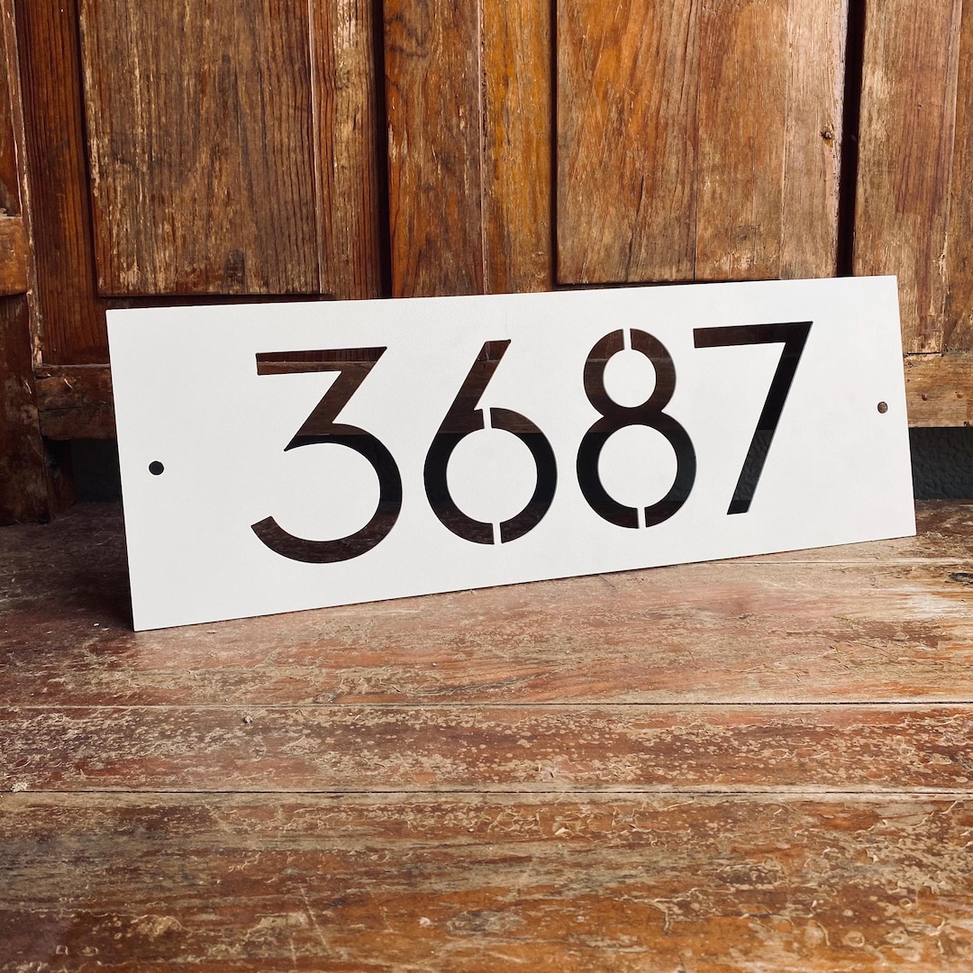 Modern Metal House Number Sign: 5