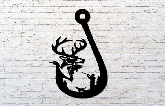 Duck Deer Fish Sign, Wildlife Metal Art, Hunting Fishing Sign