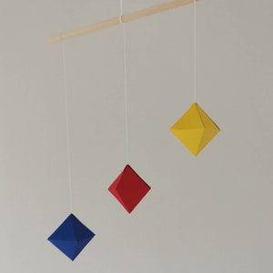 Montessori mobile, octahedron mobile, blue red yellow mobile, baby mobile