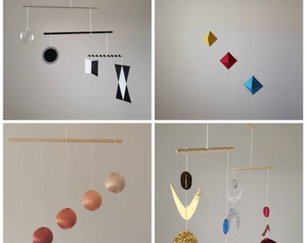 Conjunto de 4 móviles Montessori, móvil gobbi de seda, móvil para bebés, móvil natural