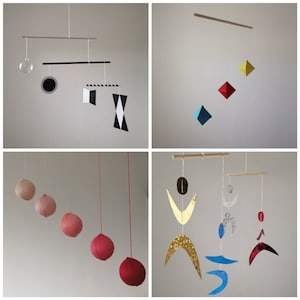 Set of 4 Montessori mobiles, baby mobiles, personalized mobiles, natural mobiles, birth gift