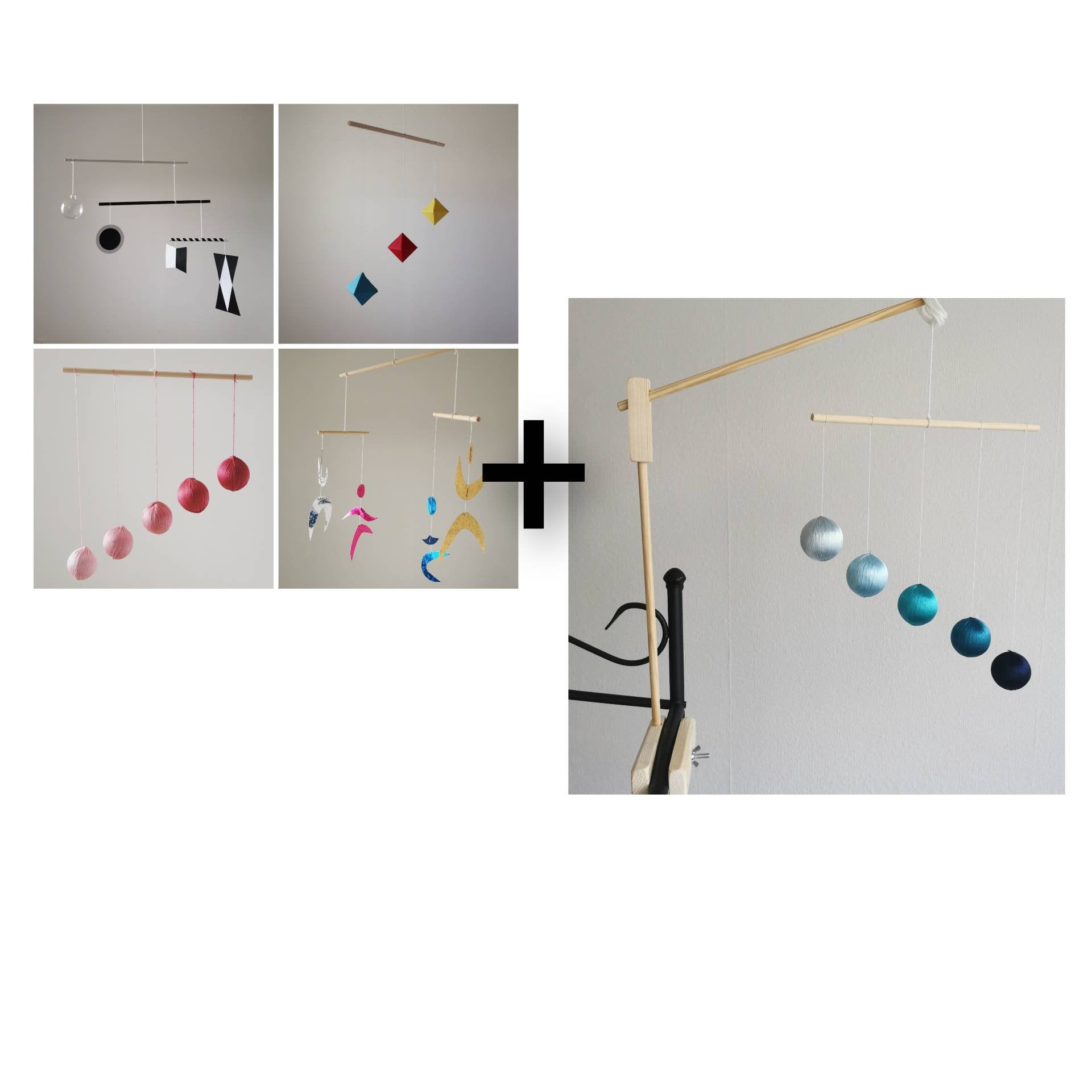 Mobile Montessori, Mobile Bébé, Support en Bois, Naturel, Bébé Personnalisé.