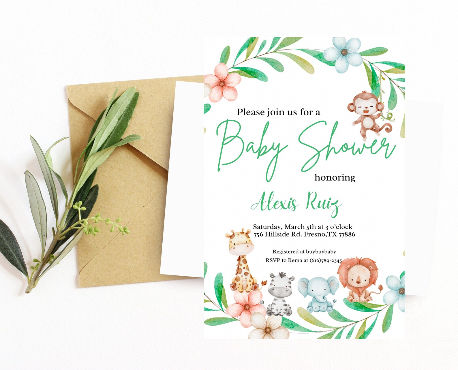 Baby Shower Invitation Baby Shower Baby Animals Animal Baby Etsy