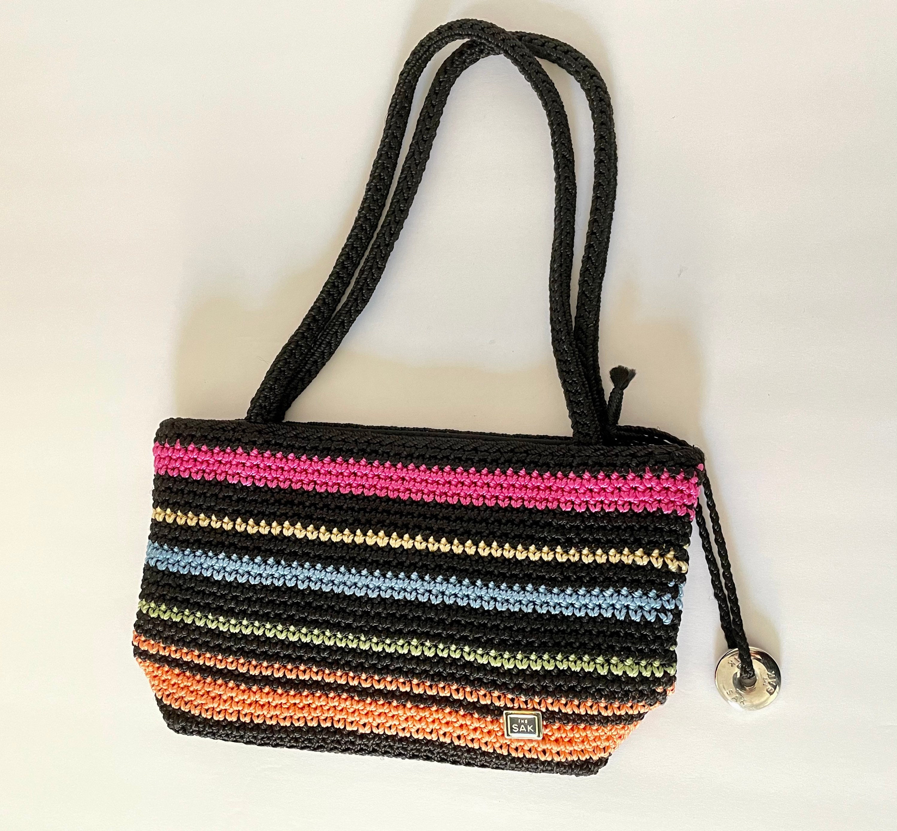 The Sak 90s Purse Crochet Shoulder Bag Double Handle Tote 