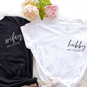 Mr Mrs Shirts, Personalized Hubby Wifey Shirts, Engagement Shirts, Couple Shirts, Bridal Shirt, New Wife Shirt, Custom Couple Shirt, Mrs- Mr