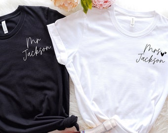 Mr Mrs Shirts, Personalized Mr Mrs Shirts, Engagement Shirts, Fiance Shirt, Couple Shirts, Bridal Shirt, New Wife Shirt, Custom Couple Shirt