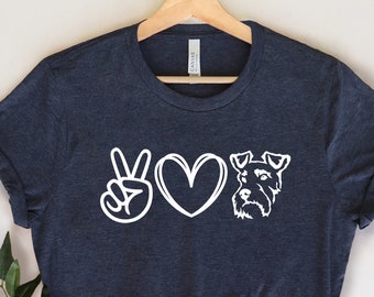 Peace Love Schnauzer Shirt, Schnauzer Shirt, Schnauzer Dog Shirt, The Best Gift For Schnauzer Mom and Dad, Animal Lover Shirt, Dog Mom Shirt
