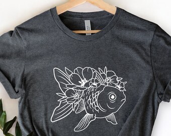 The Floral Fish Shirt - Aquarium Shirt, Aquarium Gift, Gift For Her, Fish Lover Gift, Tropical Fish Shirt, Pet Fish, Christmas Gift Shirts