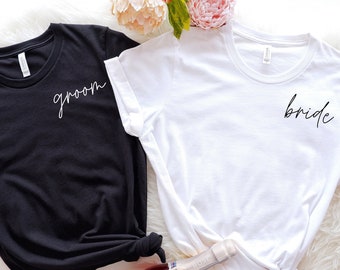 Bride and Groom Shirt, Wedding Shirts, Bride Groom Shirt Set, Just Married Shirt, Honeymoon T-Shirts, Mr. Mrs. Shirt, Newly Married T-shirts