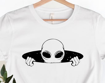Alien Shirt, Funny Alien Shirt, Alien in The Hole Shirt, Space Shirt, Alien Lover T-shirt, Space Lover Gift Tee, Alien Gift Tee, Ufo T-Shirt