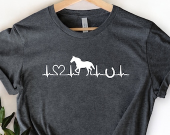 Horse Heartbeat Shirt. Horse Lover Shirt. Mom Shirt. Daughter Shirt. Love Horses Shirt. Unisex Shirt. Horse Shirt. Boyfriend Tee. Horse Tees