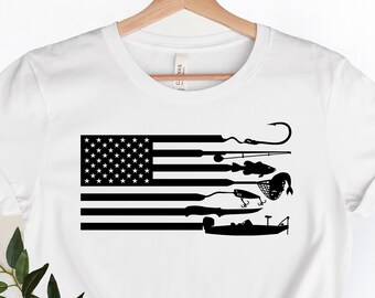 Fishing T-shirt USA Fishing Flag Gift For Fisherman Fisher Tee Shirt Cool Fishing Shirts, Fathers Day Gift Ideas, Fishing Gifts For Her Him