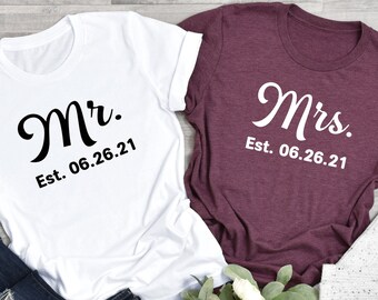 Mr and Mrs Shirt, Mr and Mrs, Just Married Shirt, Honeymoon Shirt, Wedding Shirt, Wife And Hubs Shirts, Just Married Shirts, Couples Shirts