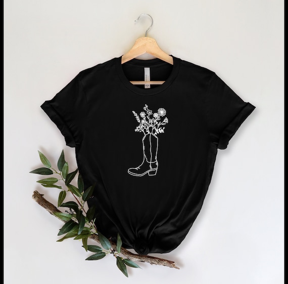 Wild Flower and Cowboy Boot Shirt, Floral T-shirt, Boot Shirt, Flower  Design T-Shirt For Women, Women Shirt, Women T-Shirt, Stay Wild Shirt