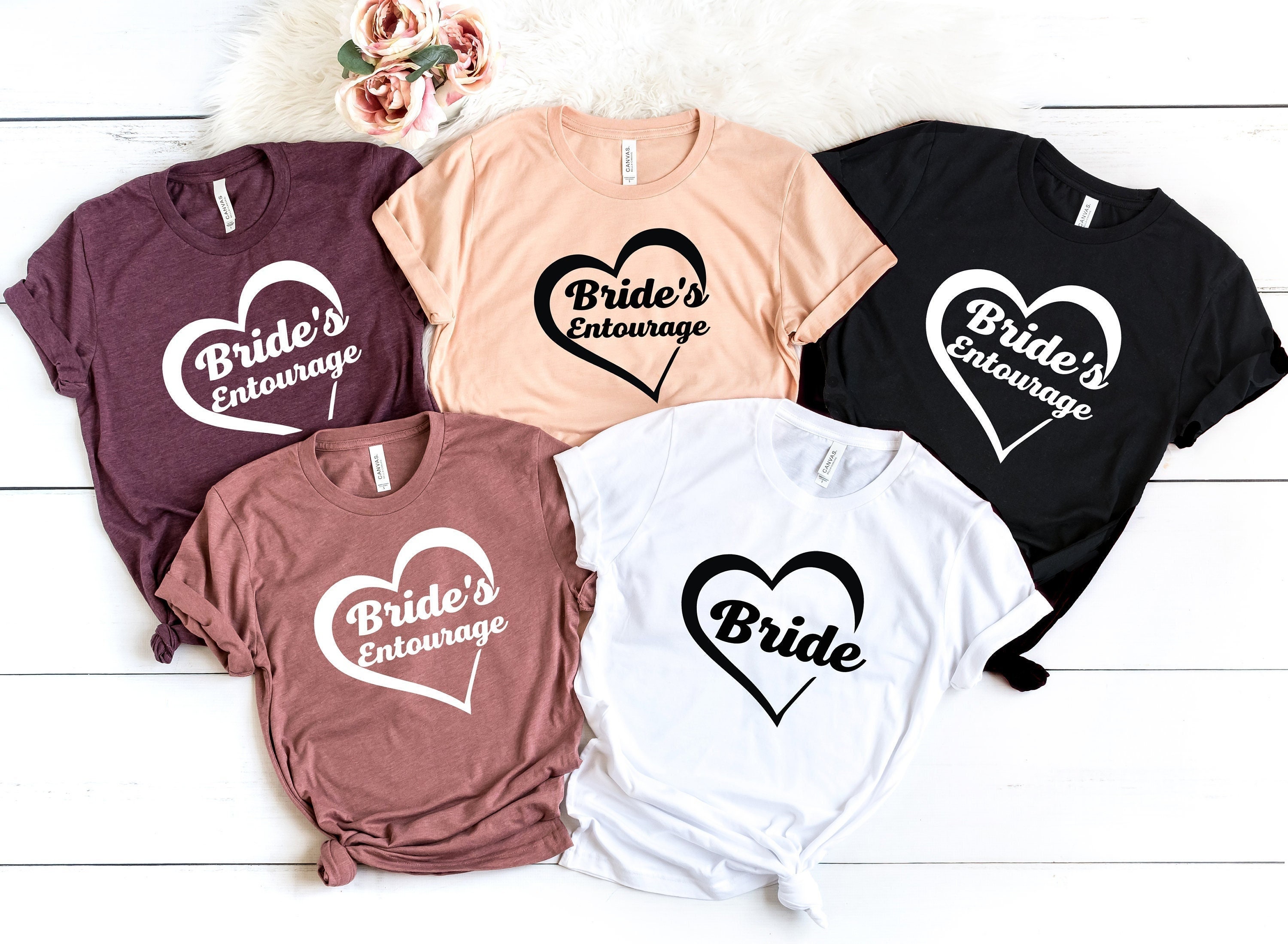 Brides Entourage Team Bride to Be Wedding Favours Keepsake Hen Night Party T -Shirt Unisex Fit 4 Colori XS-3XL bianco XS