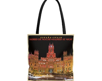 Madrid at Night - Madrid de Noche, Spain Tote Bag (AOP)