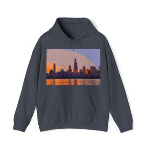 Chicago Sunset at the Adler Planetarium - Unisex Heavy Blend™ Hooded Sweatshirt
