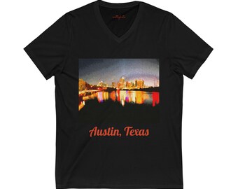 Austin, Texas : Unisex Jersey Short Sleeve V-Neck Tee
