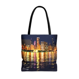 Chicago by Night -- AOP Tote Bag