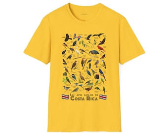 Las Aves Sajvajes de Costa Rica - Aves Silvestres de Costa Rica - Camiseta Aérea Unisex Softstyle