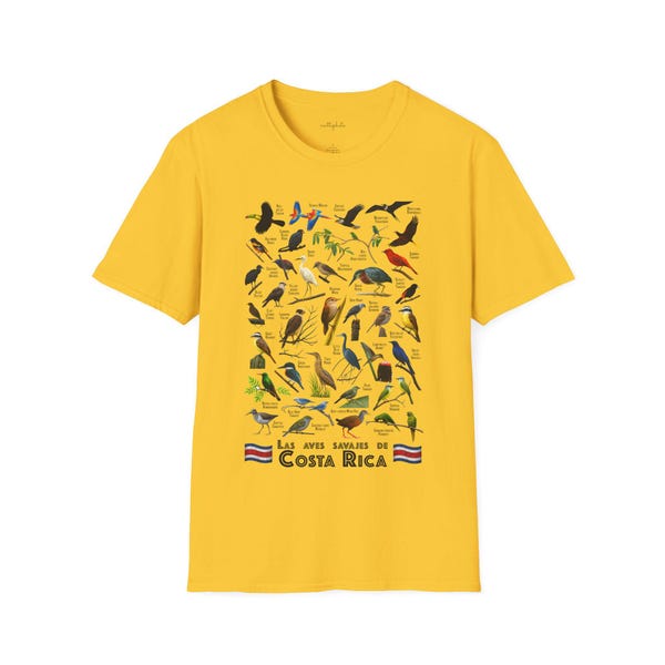 Las Aves Sajvajes de Costa Rica - Wild Birds of Costa Rica - Aerial Unisex Softstyle T-Shirt