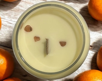 Creamsicle 26 oz. Coconut Wax, Beeswax, Orange, and Vanilla Essential Oil Wooden Wick Candle