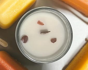 Creamsicle 4 oz. Coconut Wax, Beeswax, Orange, and Vanilla Essential Oil Wooden Wick Candle