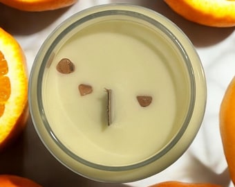 Creamsicle 10 oz. Coconut Wax, Beeswax, Orange, and Vanilla Essential Oil Wooden Wick Candle