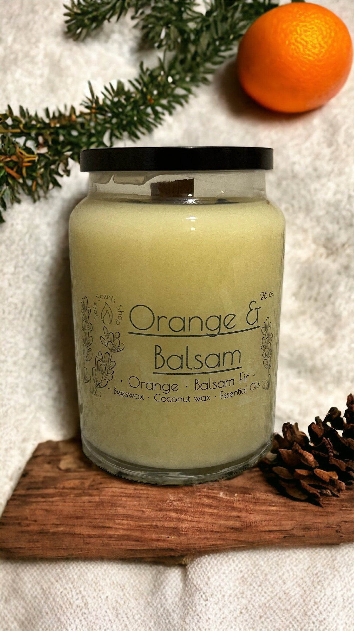 Balsam Fir Beeswax Candle 100% Pure Beeswax & Essential Oils Fir