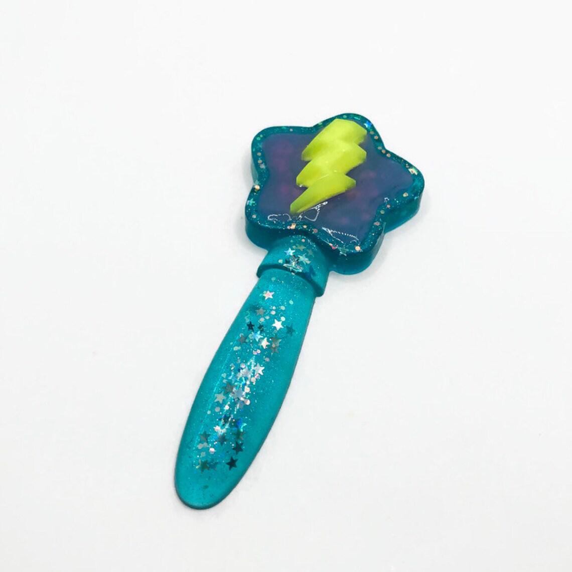 Blue star and lightning bolt wand / Resin wand with glow in Etsy