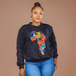 Mapa de la sudadera africana, sudadera hecha a mano, sudadera africana