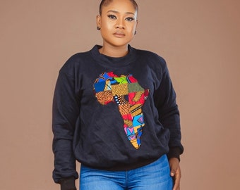 Map of Africa Sweatshirt, Handmade sweatshirt, African sweatshirt