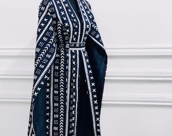Capa con estampado tribal y cinturón / Kimono Ankara / Capa con estampado africano / Idea de regalo