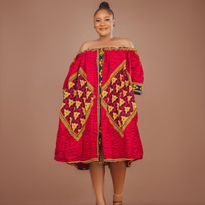 Ankara off shoulder Gown, Bubu Gown, robe de quart, mini robe, robe imprimée africaine, cadeau