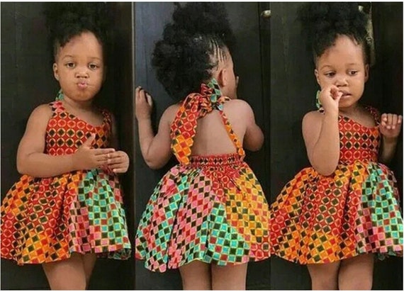 Él par Es barato Girls African Print Dress - Etsy
